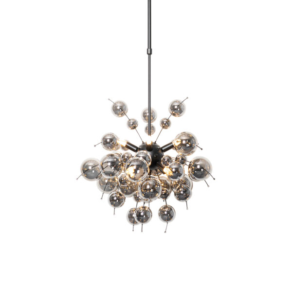 hanglampen Design hanglamp zwart met smoke glas Explode GlasStaal Zwart Met haal je een uniek exemplaar in huis. Zoals de naam al doet vermoeden geeft lamp het