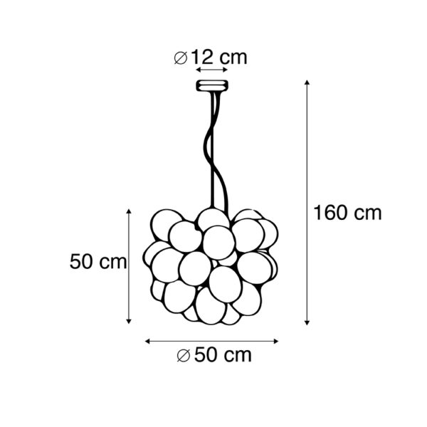 Design hanglamp zwart met smoke glas 8-lichts - Uvas - Afbeelding 3