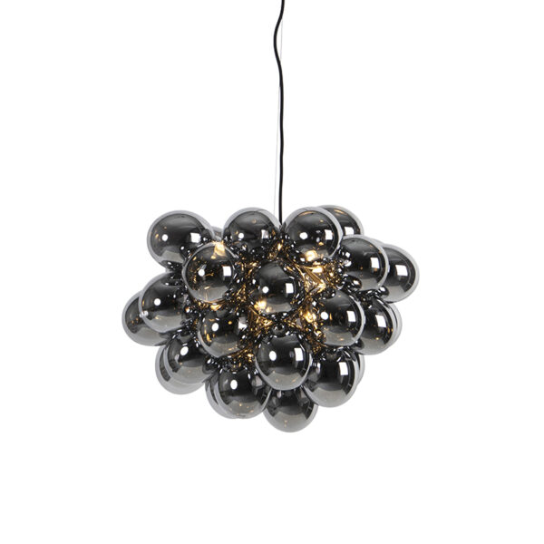 hanglampen Design hanglamp zwart met smoke glas Uvas GlasStaal Zwart Wat een mooie is echte eyecatcher voor in de woonkamer of eetkamer. De lamp gemaakt van