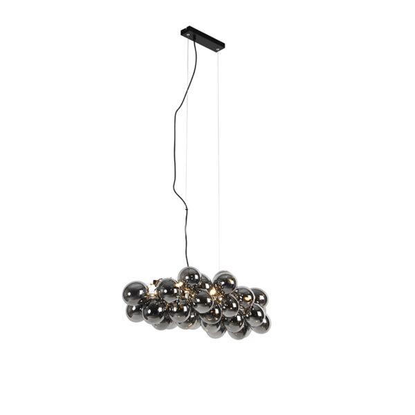 hanglampen Design hanglamp zwart met smoke glas Uvas GlasStaal Zwart Een stijlvolle topper deze blikvanger die elke ruimte in huis doet opleven. Zo kan hij de