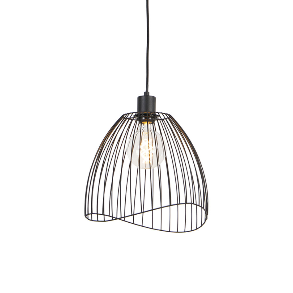 hanglampen Design hanglamp zwart 29 cm Pua Staal Zwart Deze heeft dankzij zijn golfvormige kap een unieke vorm en past hierdoor perfect in super stijlvolle