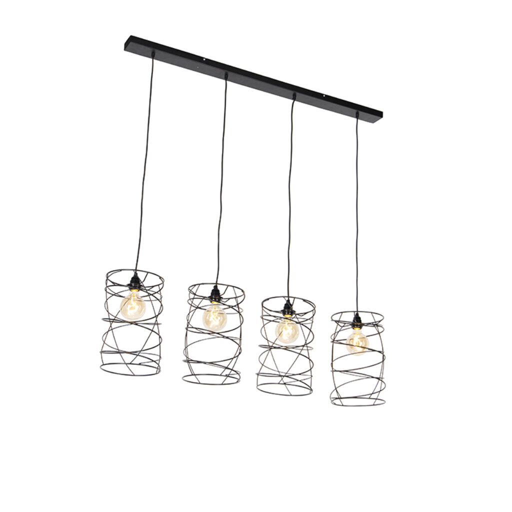 hanglampen Design hanglamp zwart Spira Staal Zwart Een prachtige designlamp in Dat is onze De kappen zijn spiraalvormig waardoor de een echte eyecatcher wordt