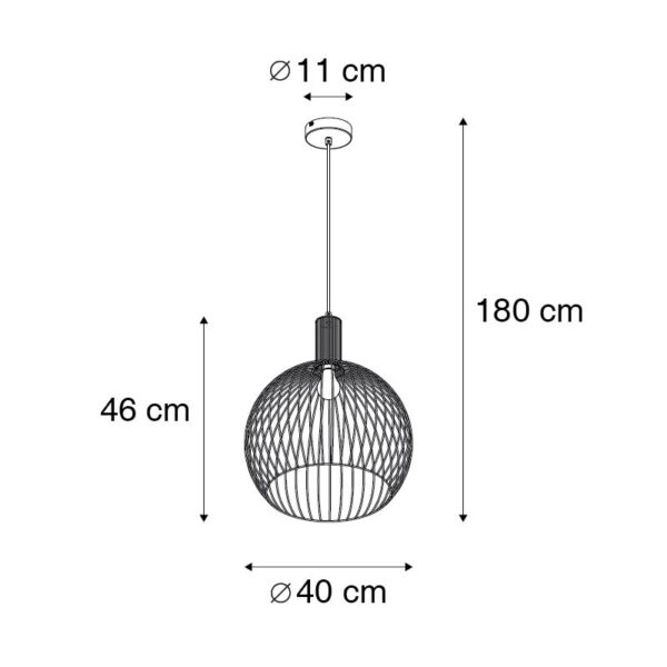 Design ronde hanglamp zwart 40 cm - Dos - Afbeelding 3