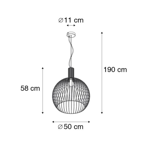 Design ronde hanglamp zwart 50 cm - Dos - Afbeelding 3