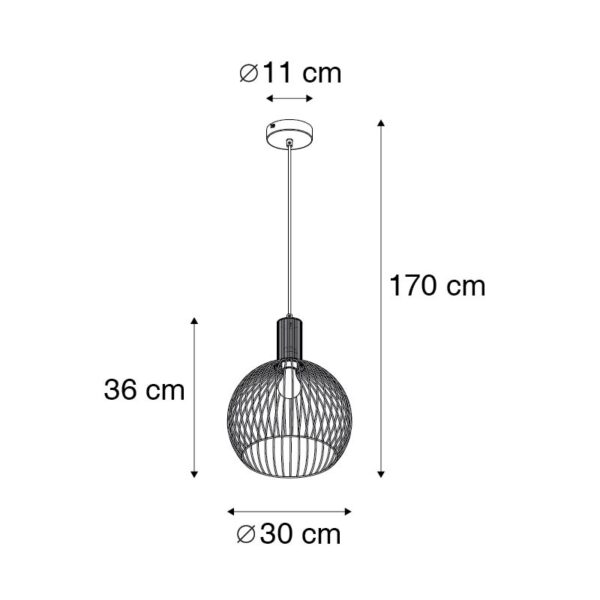 Design ronde hanglamp zwart 30 cm - Dos - Afbeelding 3