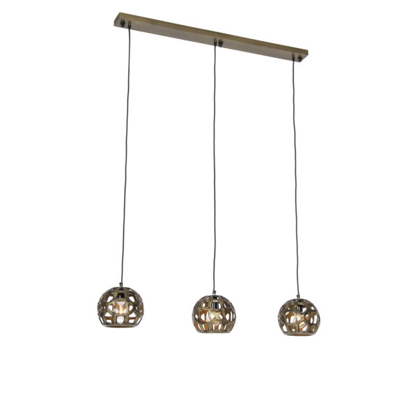 hanglampen hanglamp antiek goud langwerpig Bobby Aluminium Wauw is een echte Deze opvallende mooi afgewerkt in gouden kleur en 3 open lampenkappen die zorgen