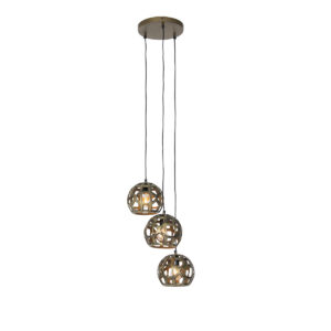 hanglampen hanglamp antiek goud rond Bobby Aluminium Wauw is een echte Deze mooi afgewerkt in gouden kleur en 3 open lampenkappen die zorgen voor speels