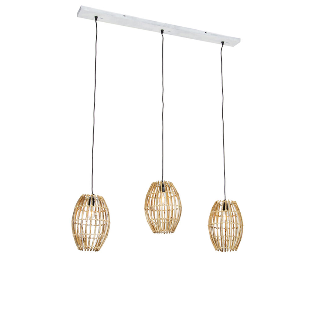 hanglampen Hanglamp bamboe met wit langwerpig Canna Capsule BamboeStaal Naturel Haal een echte eyecatcher in huis deze Capsule. Deze landelijke hanglamp is