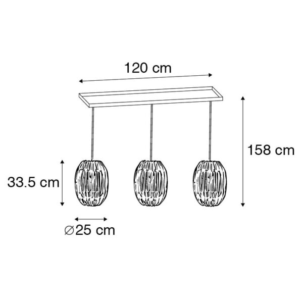 Hanglamp bamboe met wit langwerpig 3-lichts - Canna Capsule - Afbeelding 3