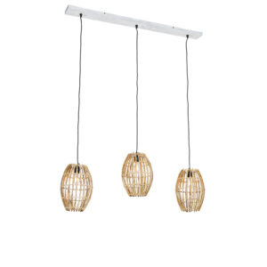hanglampen Hanglamp bamboe met wit langwerpig Canna Capsule BamboeStaal Naturel Haal een echte eyecatcher in huis deze Capsule. Deze landelijke hanglamp is