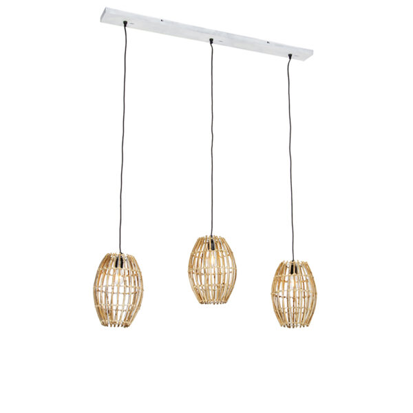 hanglampen Hanglamp bamboe met wit langwerpig Canna Capsule BamboeStaal Naturel Haal een echte eyecatcher in huis deze Capsule. Deze landelijke hanglamp is