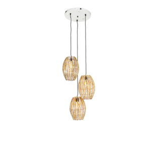 hanglampen Hanglamp bamboe met wit rond Canna Capsule BamboeStaal Naturel Wat een blikvanger deze Haal sfeervolle landelijke hanglamp in huis. De lampenkappen