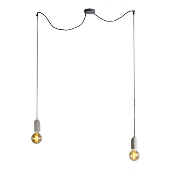 hanglampen hanglamp beton Cava 2 Steen Beton Grijs De is een stijlvolle voor de liefhebber. twee lichtpunten zorgen dynamiek in je interieur. Deze plafondlamp