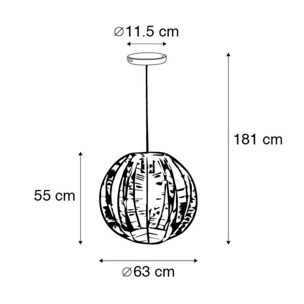 Industriële hanglamp brons met zwart 60 cm - Dong - Afbeelding 3
