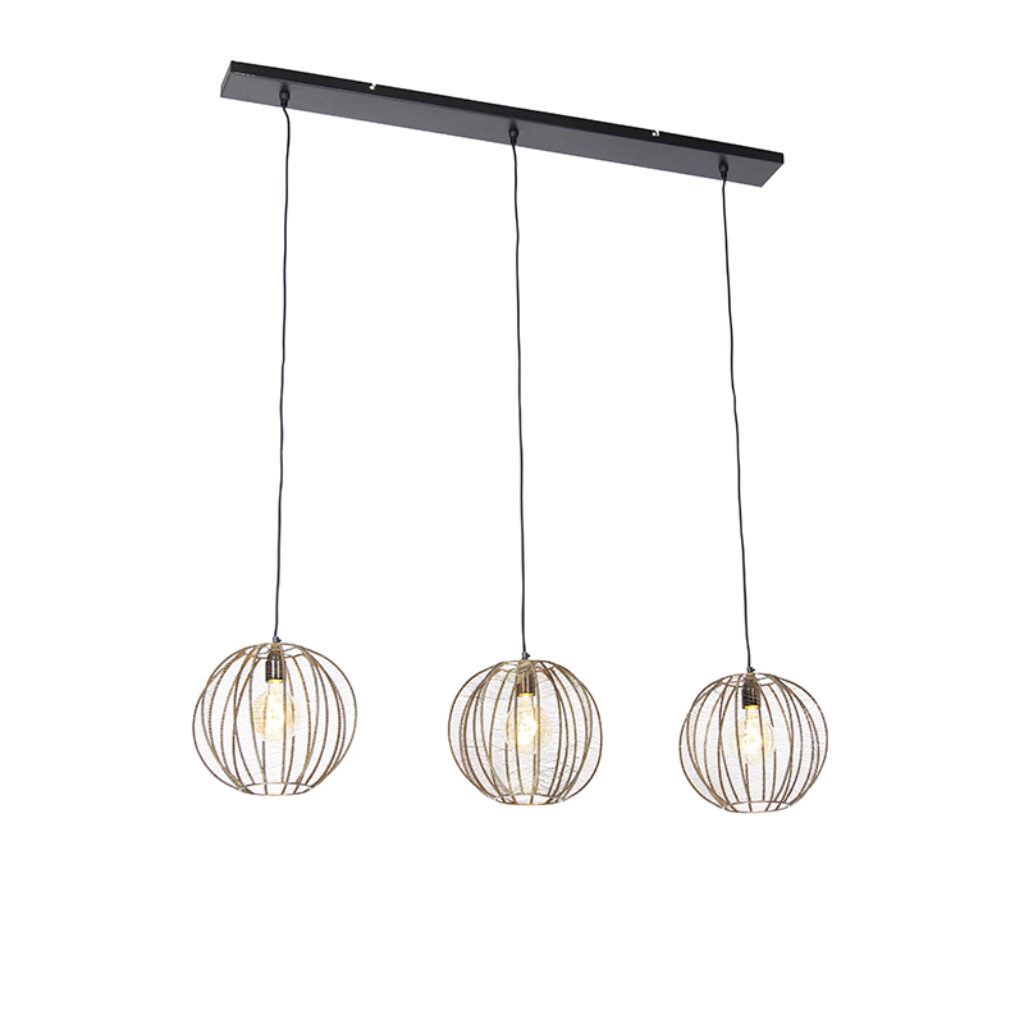 hanglampen hanglamp brons met zwart langwerpig Dong Staal Brons Wat een sfeervolle is Door zijn drie lichtpunten staat hij prachtig boven de eettafel of op