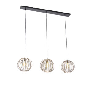 hanglampen hanglamp brons met zwart langwerpig Dong Staal Brons Wat een sfeervolle is Door zijn drie lichtpunten staat hij prachtig boven de eettafel of op