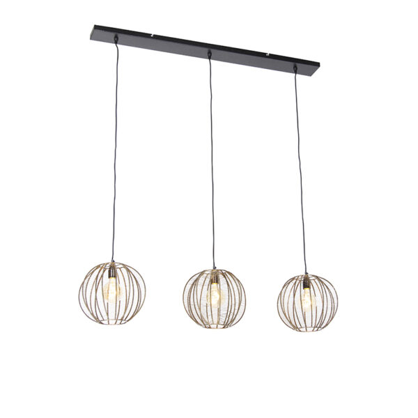 hanglampen hanglamp brons met zwart langwerpig Dong Staal Brons Wat een sfeervolle is Door zijn drie lichtpunten staat hij prachtig boven de eettafel of op