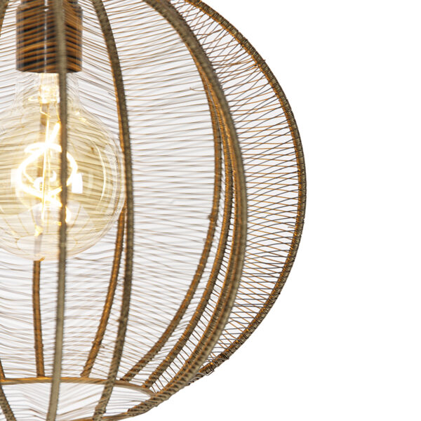 Industriële hanglamp brons met zwart rond 3-lichts - Dong - Afbeelding 2