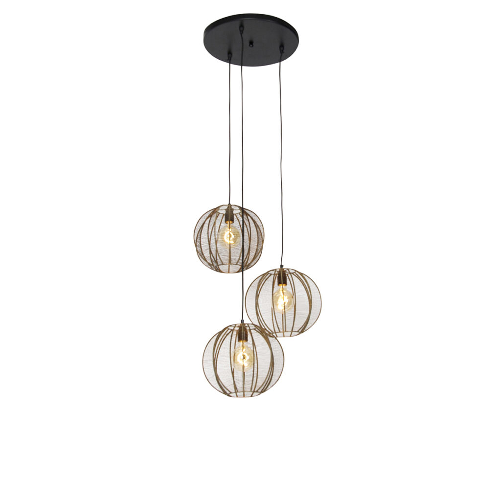 hanglampen hanglamp brons met zwart rond Dong Staal Brons Wat een sfeervolle is Door zijn drie lichtpunten staat hij prachtig boven de eettafel of op kantoor.