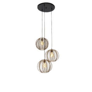 hanglampen hanglamp brons met zwart rond Dong Staal Brons Wat een sfeervolle is Door zijn drie lichtpunten staat hij prachtig boven de eettafel of op kantoor.