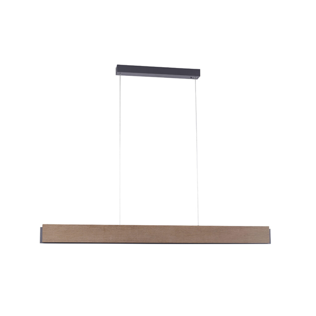 hanglampen Hanglamp bruin 121 cm incl. LED met afstandsbediening Ajdin KunststofStaal Bruin Haal de moderne sfeer in huis hanglamp. Deze langwerpige lamp is