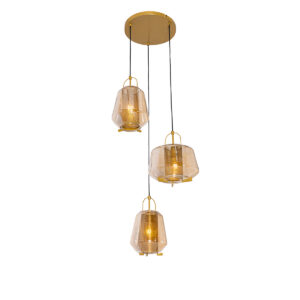 hanglampen Hanglamp goud amber glas rond Kevin GlasStaal Het is bijna kunst deze hanglamp. Prachtig voor elke ruimte waar je nog wel een blikvanger kunt