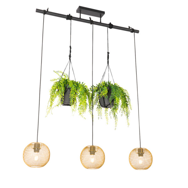 hanglampen hanglamp goud Flor Staal Een lamp waar je ook nog eens planten in kan Is dat even ideaal. heeft plek voor twee van groene vrienden. De gouden een