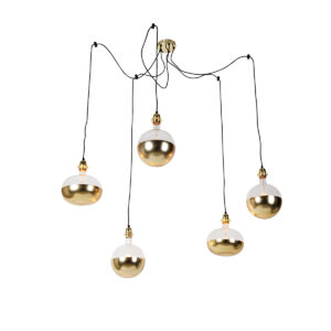 hanglampen Hanglamp goud incl. Kopspiegel dimbaar Cava Luxe Staal