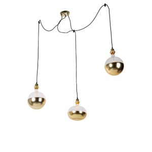hanglampen Hanglamp goud incl. Kopspiegel dimbaar Cava Luxe Staal