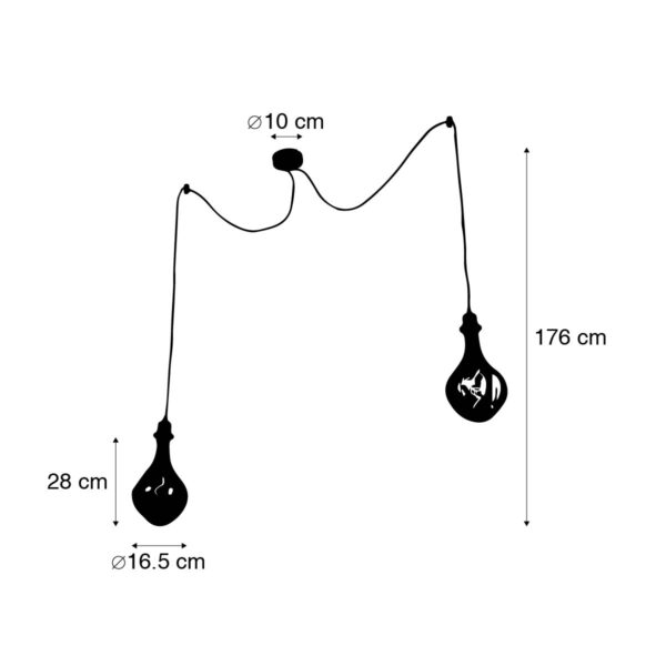 Hanglamp goud 2-lichts incl. LED amber dimbaar - Cava Luxe - Afbeelding 3
