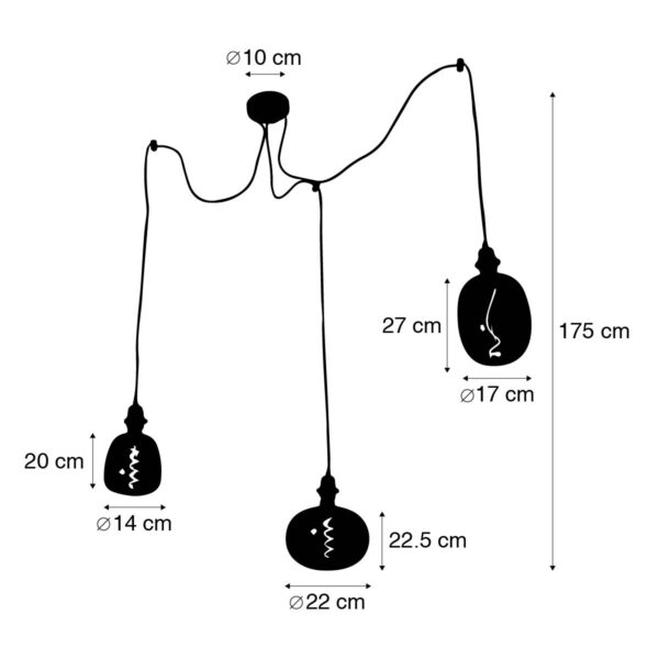 Hanglamp goud 3-lichts incl. LED dimbaar - Cava Luxe - Afbeelding 3