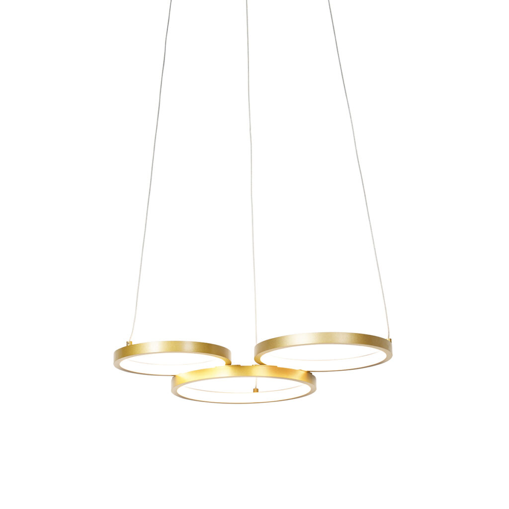 hanglampen Hanglamp goud incl. LED dimbaar Rondas AluminiumKunststofStaal Goud Moderne hanglamp zorgt met haar 3 lichtcirkels voor een prachtig lichteffect in
