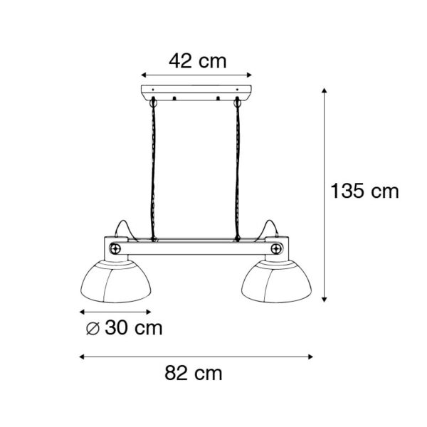 Industriële hanglamp goud 2-lichts met hout - Mangoes - Afbeelding 3