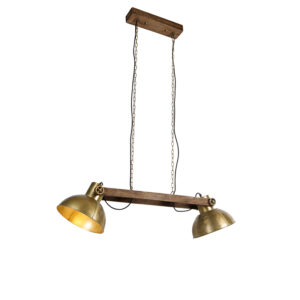 hanglampen hanglamp goud met hout Mangoes StaalHout Brons Een nostalgisch design in een nieuw De gouden kleur het en de afwerking mangohout geeft stoere