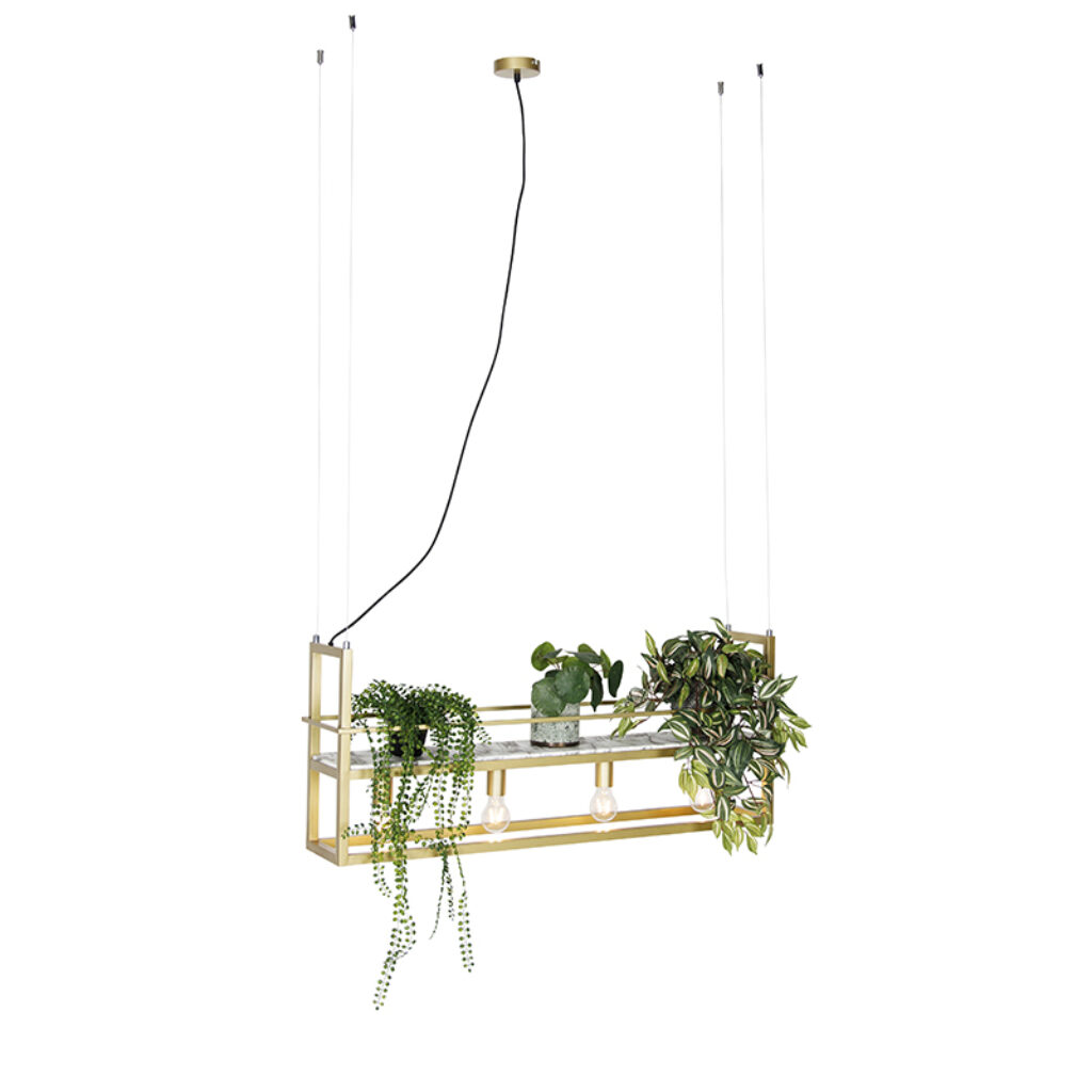 hanglampen hanglamp goud met marmer en rek Cage Rack StaalHout Hoe handig gaaf is deze waarin je opbergruimte sfeerverlichting kunt Super stijlvol boven