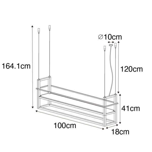 Industriële hanglamp goud met marmer en rek 4-lichts - Cage Rack - Afbeelding 3