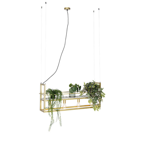 hanglampen hanglamp goud met marmer en rek Cage Rack StaalHout Hoe handig gaaf is deze waarin je opbergruimte sfeerverlichting kunt Super stijlvol boven