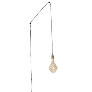 hanglampen Hanglamp goud met stekker incl. PS160 goldline dimbaar Cavalux Staal