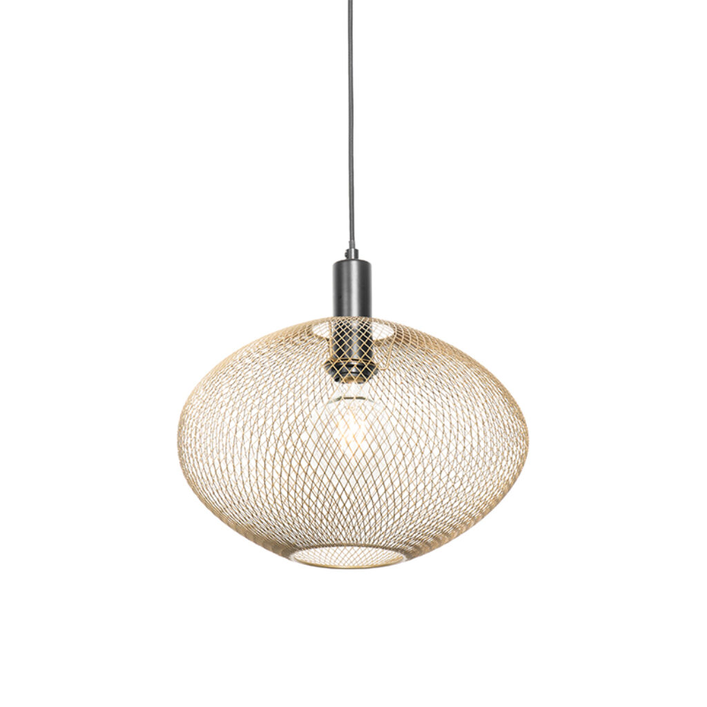 hanglampen hanglamp goud Molly Staal Ga voor sfeer in huis met Molly. Prachtig de woonkamer eetkamer of slaapkamer. Zijn gaas structuur zorgt een vrolijk