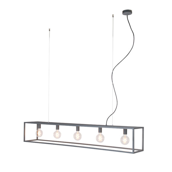 Industriële hanglamp grijs 5-lichts - Cage - Afbeelding 2