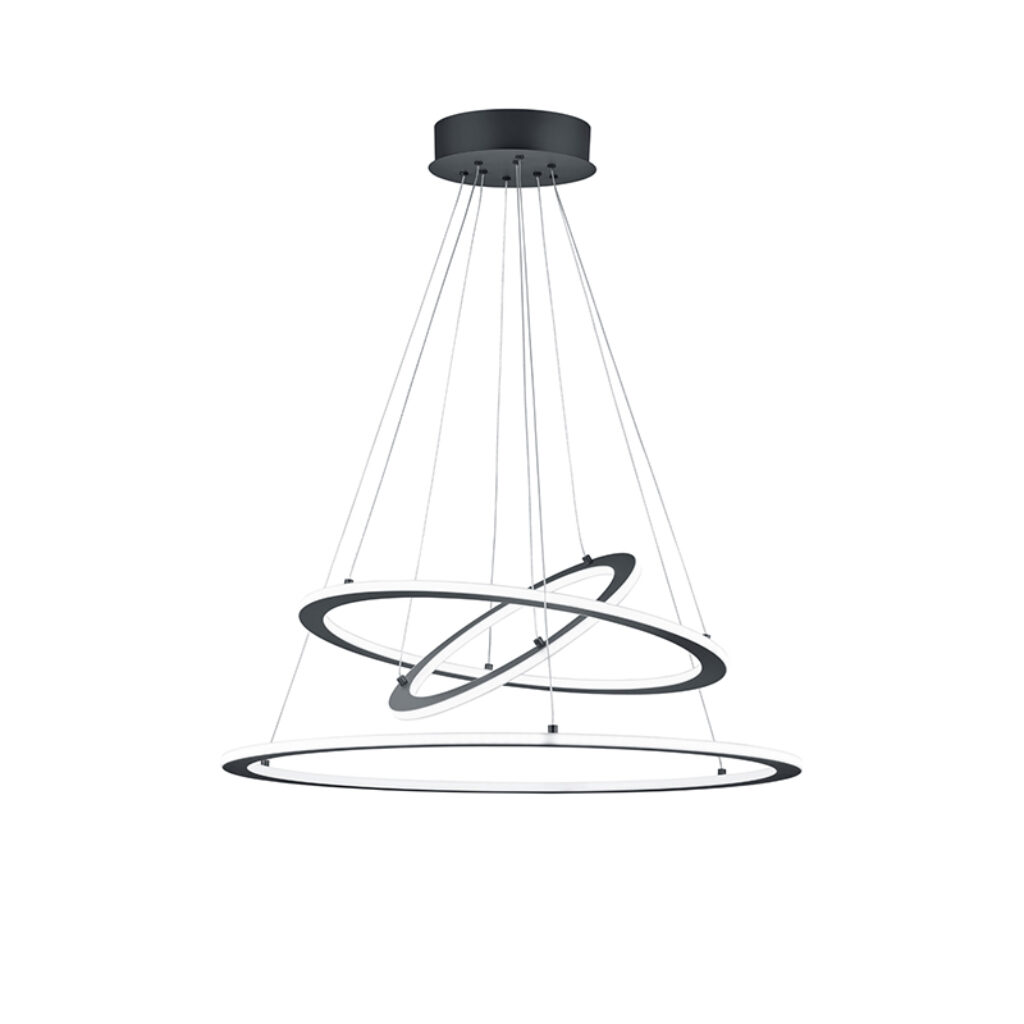 hanglampen Hanglamp grijs incl. LED dimbaar Tijn Staal Donkergrijs Wauw een echte blikvanger deze Bedenk eens hoe mooi boven de eettafel of op kantoor zou staan