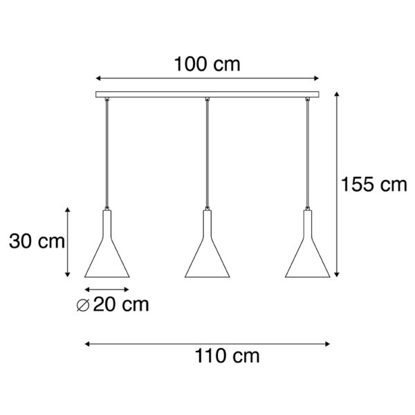 Industriële hanglamp grijs met zwart 3-lichts - Steypa - Afbeelding 3