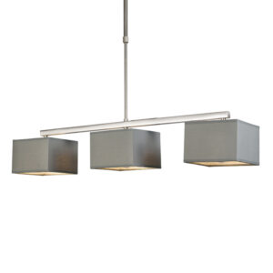 hanglampen Hanglamp VT 3 grijs StofStaal Grijs Een tijdloze vierkante hanglamp met een drie lampenkapjes in mooie grijze kleur. De stalen basis van deze zorgt