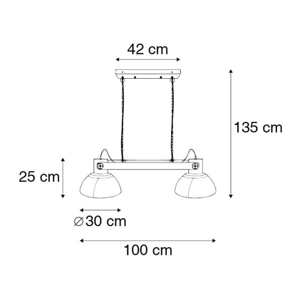 Industriële hanglamp grijs 2-lichts - Samia Sabo - Afbeelding 3