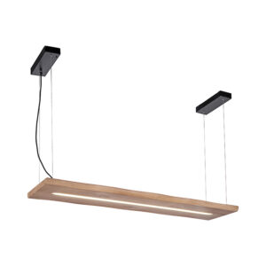 hanglampen Hanglamp hout 120 cm incl. LED met afstandsbediening Ajdin HoutStaal Bruin Haal de moderne sfeer in huis hanglamp. Deze langwerpige lamp is gemaakt
