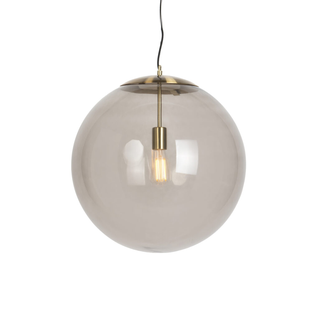 hanglampen hanglamp messing met smoke glas 50 cm Ball GlasMetaal Fantastisch vormgegeven dit tijdloze ontwerp zal een zeer sierlijk en sfeervol effect in jouw