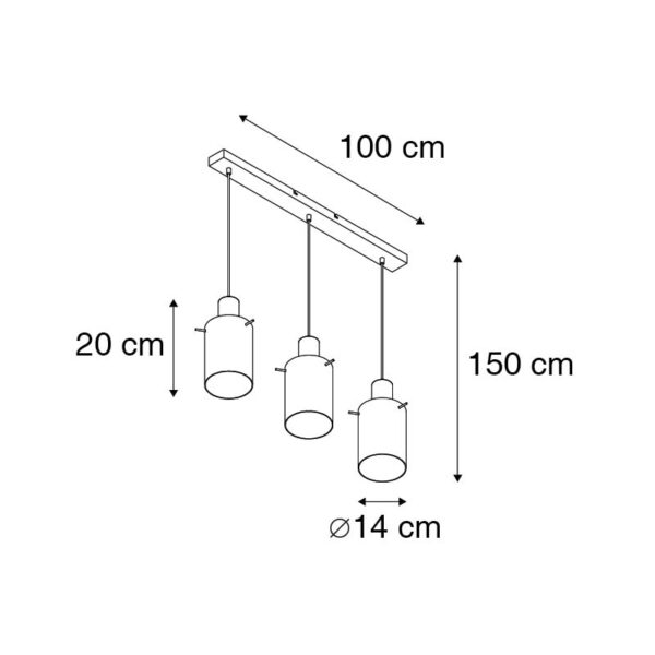 Hanglamp messing met smoke glas langwerpig 3-lichts - Vidra - Afbeelding 3