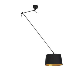 hanglampen Hanglamp met katoenen kap zwart goud 35 cm Blitz I StaalKatoen Zwart Stoere vorm tijdloze Dat is de hanglamp. De lamp heeft een totale hoogte van 130