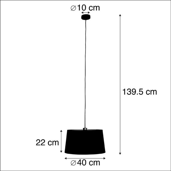 Hanglamp met katoenen kap zwart met goud 40 cm - Combi - Afbeelding 2