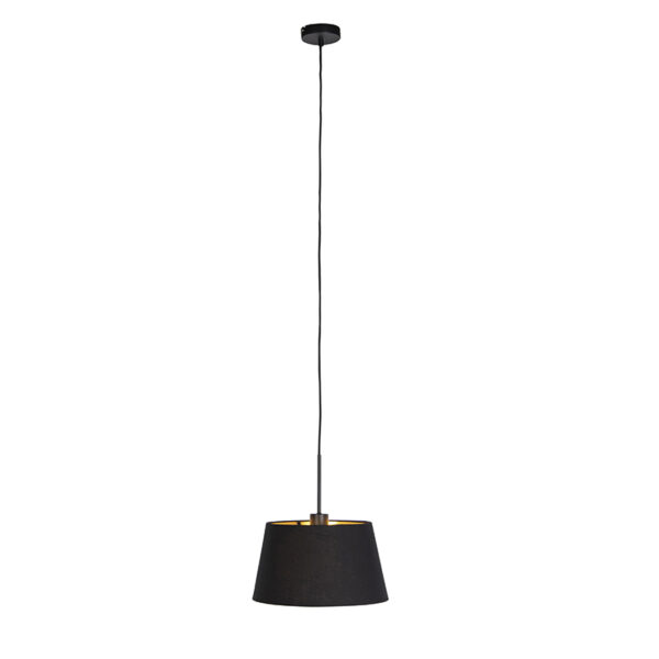 Hanglamp met katoenen kap zwart met goud 32 cm - Combi - Afbeelding 2